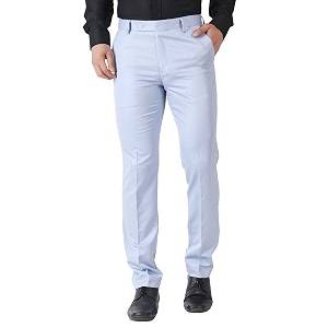 MALENO Mens Slub Effect Solid Trouser