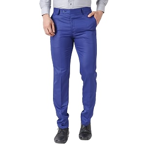 MALENO Mens Slub Effect Solid Trouser