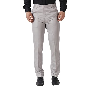 MALENO Mens Slub Effect Solid Trouser