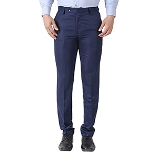 MALENO Mens Slub Effect Solid Trouser