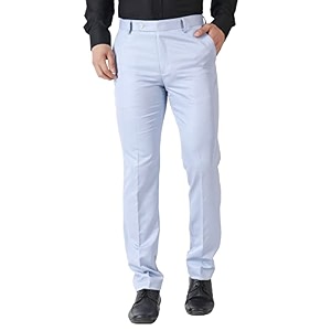 MALENO Mens Slub Effect Solid Trouser