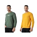 MALENO Round Neck Green &amp; Yellow Sweat Shirt