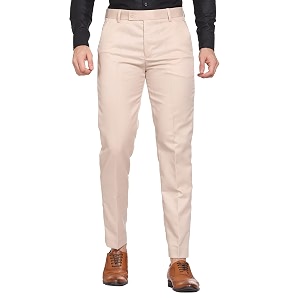 MALENO Mens Regular Fit Polycotton Solid Trouser