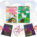 MALIK Return Gifts Bulk Set of 24 Pcs Unicorn Magic Scratch Book with 1 Wooden Pen | Birthday Return Gifts For Kids Children Girls & Boys | Scratch Painting, Drawing and Crafts Creative Gift for Kids (24)