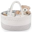 Maliton Baby Diaper Caddy Organizer, Cotton Rope Diaper Caddy Basket, Large Storage Basket for Newborn Boys and Girls, Gift for Baby Shower List, Newborn Essentials