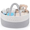 Maliton Diaper Caddy Organizer for Baby Boy- Cotton Rope for Changing Table, Nursery Storage, Newborn Baby Must Have Items