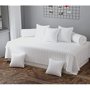mallowworld beautiful solid satin stripe diwan set covers 8 pieces designer printed standard diwan set with 1 single bedsheet size 60x90 5 cushions covers and 2 bolster covers wine color