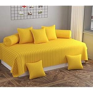 mallowworld beautiful solid satin stripe diwan set covers 8 pieces designer printed standard diwan set with 1 single bedsheet size 60x90 5 cushions covers and 2 bolster covers wine color