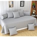 MallowWorld Beautiful Solid Satin Stripe Diwan Set Covers 8 Pieces Designer Printed Standard Diwan Set with 1 Single Bedsheet Size 60X90, 5 Cushions Covers and 2 Bolster Covers (LIGHTGREY Color)