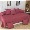 MallowWorld Beautiful Solid Satin Stripe Diwan Set Covers 8 Pieces Designer Printed Standard Diwan Set with 1 Single Bedsheet Size 60X90, 5 Cushions Covers and 2 Bolster Covers (Mauve Color)