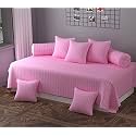 MallowWorld Beautiful Solid Satin Stripe Diwan Set Covers 8 Pieces Designer Printed Standard Diwan Set with 1 Single Bedsheet Size 60X90, 5 Cushions Covers and 2 Bolster Covers (Wine Color)