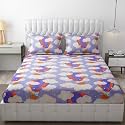 MallowWorld Cartoon Print Elastic Fitted Bedsheets with Cotton Feel Premium Glace Cotton Queen Size Elastic Fitted Bedsheet with 2 Pillow Covers (Hot Balloon) Size 72 x 60 x 8 inch
