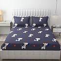 MallowWorld Cartoon Print Elastic Fitted Bedsheets with Cotton Feel Premium Glace Cotton Queen Size Elastic Fitted Bedsheet with 2 Pillow Covers (BlackDog) Size 72 x 60 x 8 inch