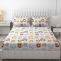 MallowWorld Cartoon Print Elastic Fitted Bedsheets with Cotton Feel Premium Glace Cotton King Bedsheet for Double Bed Elastic Fitted with 2 Pillow Covers (White Panda) Size 72 x 78 x 8 inch