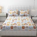 MallowWorld Cartoon Print Elastic Fitted Bedsheets with Cotton Feel Premium Glace Cotton Queen Size Elastic Fitted Bedsheet with 2 Pillow Covers (White Panda) Size 72 x 60 x 8 inch