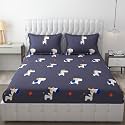 MallowWorld Cartoon Print Elastic Fitted Bedsheets with Cotton Feel Premium Glace Cotton King Bedsheet for Double Bed Elastic Fitted with 2 Pillow Covers (BlackDog) Size 72 x 78 x 8 inch