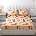 MallowWorld Cartoon Print Elastic Fitted Bedsheets with Cotton Feel Premium Glace Cotton Queen Size Elastic Fitted Bedsheet with 2 Pillow Covers (GoodDay) Size 72 x 60 x 8 inch