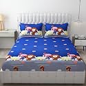MallowWorld Cartoon Print Elastic Fitted Bedsheets with Cotton Feel Premium Glace Cotton Queen Size Elastic Fitted Bedsheet with 2 Pillow Covers (Animal Carnival) Size 72 x 60 x 8 inch