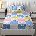 MallowWorld Cartoon Print King Size | Microfiber Bed Sheet for Single Bed | Floral Design Bed Spread with 1 Pillow Covers | Wrinkle Free Hypo-Allergenic Bedsheets/Bedcover (60x90 Nice Cat)