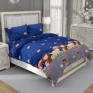 mallowworld kids cartoon animal carnival printed bedsheet 1 double bedsheet with 2 pillow covers size 90 inch x 100 inch