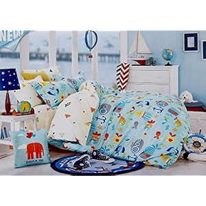 mallowworld kids cartoon beautiful sea life aqua blue bedsheet 1 single bedsheet with 1 pillow cover size 60 inch x 90 inch