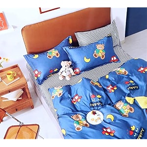 mallowworld kids cartoon beautiful teddy print kids bedsheet 1 double bedsheet with 2 pillow covers size 90 inch x 100 inch