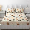 MallowWorld Kids Cartoon Beautiful White Base Crocodile Print bedsheet 1 Double Bedsheet with 2 Pillow Covers Size 90 inch x 100 inch