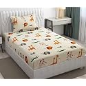 MallowWorld Kids Cartoon Beautiful White Base Crocodile Print bedsheet 1 Single Bedsheet with 1 Pillow Cover Size 60 inch x 90 inch