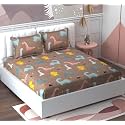 MallowWorld Kids Cartoon Dinasour Printed 1 Double Bedsheet with 2 Pillow Covers Size 90 inch x 100 inch