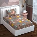 MallowWorld Kids Cartoon Dinasour Printed 1 Single Bedsheet with 1 Pillow Cover Size 60 inch x 90 inch