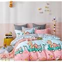 MallowWorld Kids Cartoon Jungle Safari Print bedsheet 1 Double Bedsheet with 2 Pillow Covers Size 90 inch x 100 inch