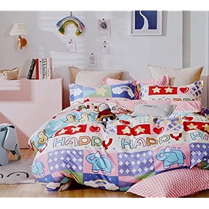 mallowworld kids cartoon kids birthday print bedsheet 1 double bedsheet with 2 pillow covers size 90 inch x 100 inch