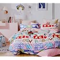 MallowWorld Kids Cartoon Kids Birthday Print bedsheet 1 Double Bedsheet with 2 Pillow Covers Size 90 inch x 100 inch