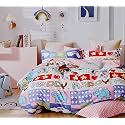 MallowWorld Kids Cartoon Kids Birthday Print bedsheet 1 Single Bedsheet with 1 Pillow Cover Size 60 inch x 90 inch