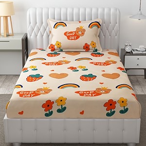 mallowworld kids cartoon kids toon print bedsheet 1 single bedsheet with 1 pillow cover size 60 inch x 90 inch