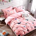MallowWorld Kids Cartoon Sahrk Print Pink Bedsheet 1 Single Bedsheet with 1 Pillow Cover Size 60 inch x 90 inch