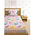 MallowWorld Kids Cartoon Soothing Fish Cartoon Print bedsheet 1 Single Bedsheet with 1 Pillow Cover Size 60 inch x 90 inch