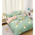 MallowWorld Kids Cartoon Soothing Sunshine Print Blue Bedsheet 1 Single Bedsheet with 1 Pillow Cover Size 60 inch x 90 inch