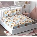 MallowWorld Kids Cartoon Supersoft Animals Print bedsheet 1 Double Bedsheet with 2 Pillow Covers Size 90 inch x 100 inch
