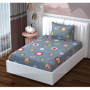 mallowworld kids cartoon supersoft lion print bedsheet 1 single bedsheet with 1 pillow cover size 60 inch x 90 inch