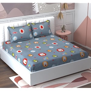 mallowworld kids cartoon supersoft lion print bedsheet 1 double bedsheet with 2 pillow covers size 90 inch x 100 inch