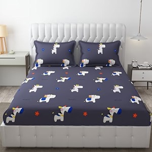 mallowworld microfiber wrinkle free soft hypoallergenic  cartoon printed  double bed king size dog printed kids bedsheet for boys amp girls room 90x95 inches