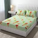MallowWorld Microfiber Wrinkle Free Soft Hypoallergenic | Cartoon Printed | Double Bed King Size Softy Printed Kids Bedsheet for Boys &amp; Girls Room (90x95 Inches)