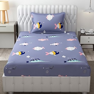 mallowworld microfiber wrinkle free soft for kids single bed king size 6x90 inches cartoon printed  single bed shark printed kids bedsheet for boys amp girls room