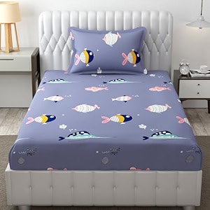mallowworld microfiber wrinkle free soft for kids single bed king size 6x90 inches cartoon printed  single bed shark printed kids bedsheet for boys amp girls room