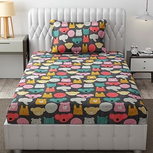 mallowworld microfiber wrinkle free soft for kids single bed king size 6x90 inches cartoon printed  single bed brown teddy printed kids bedsheet for boys amp girls room