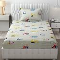 MallowWorld Microfiber Wrinkle Free Soft for Kids (Single Bed King Size 6X90 Inches) Cartoon Printed | Single Bed Crane Printed Kids Bedsheet for Boys &amp; Girls Room