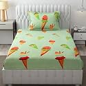 MallowWorld Microfiber Wrinkle Free Soft for Kids (Single Bed King Size 6X90 Inches) Cartoon Printed | Single Bed Green Softy Printed Kids Bedsheet for Boys &amp; Girls Room
