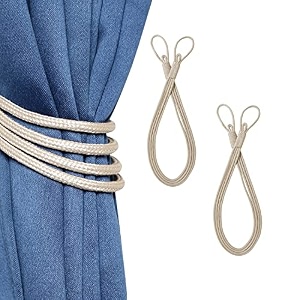 2 pack curtain 4 strand ropes tiebacks tie-backs curtain handmade holdbacks polyester 4 strand cord rope tieback - gray