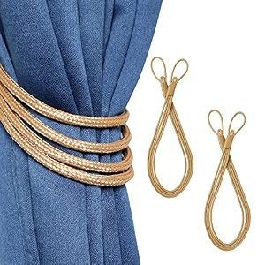 2 pack curtain 4 strand ropes tiebacks tie-backs curtain handmade holdbacks polyester 4 strand cord rope tieback - black